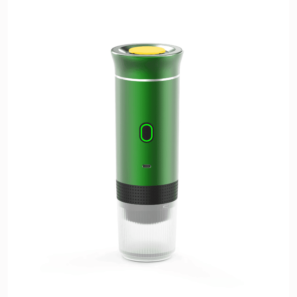Green electric wine bottle opener on a white background